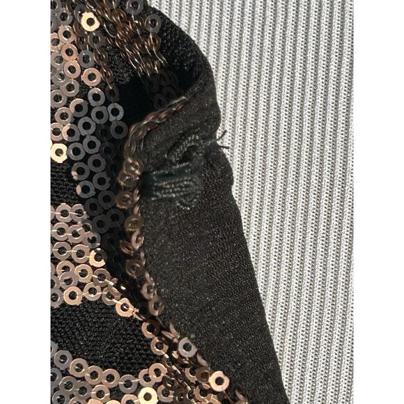 Joan Rivers Jacket Light Coat Women S Black Gold Sequin Glam Artsy Event Floral - Picture 2 of 7